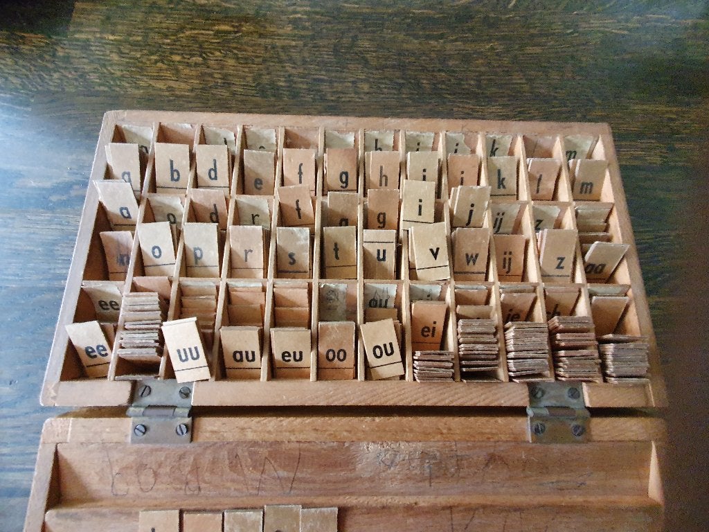 Brocante houten letterdoos BCA, Ophalen of Verzenden