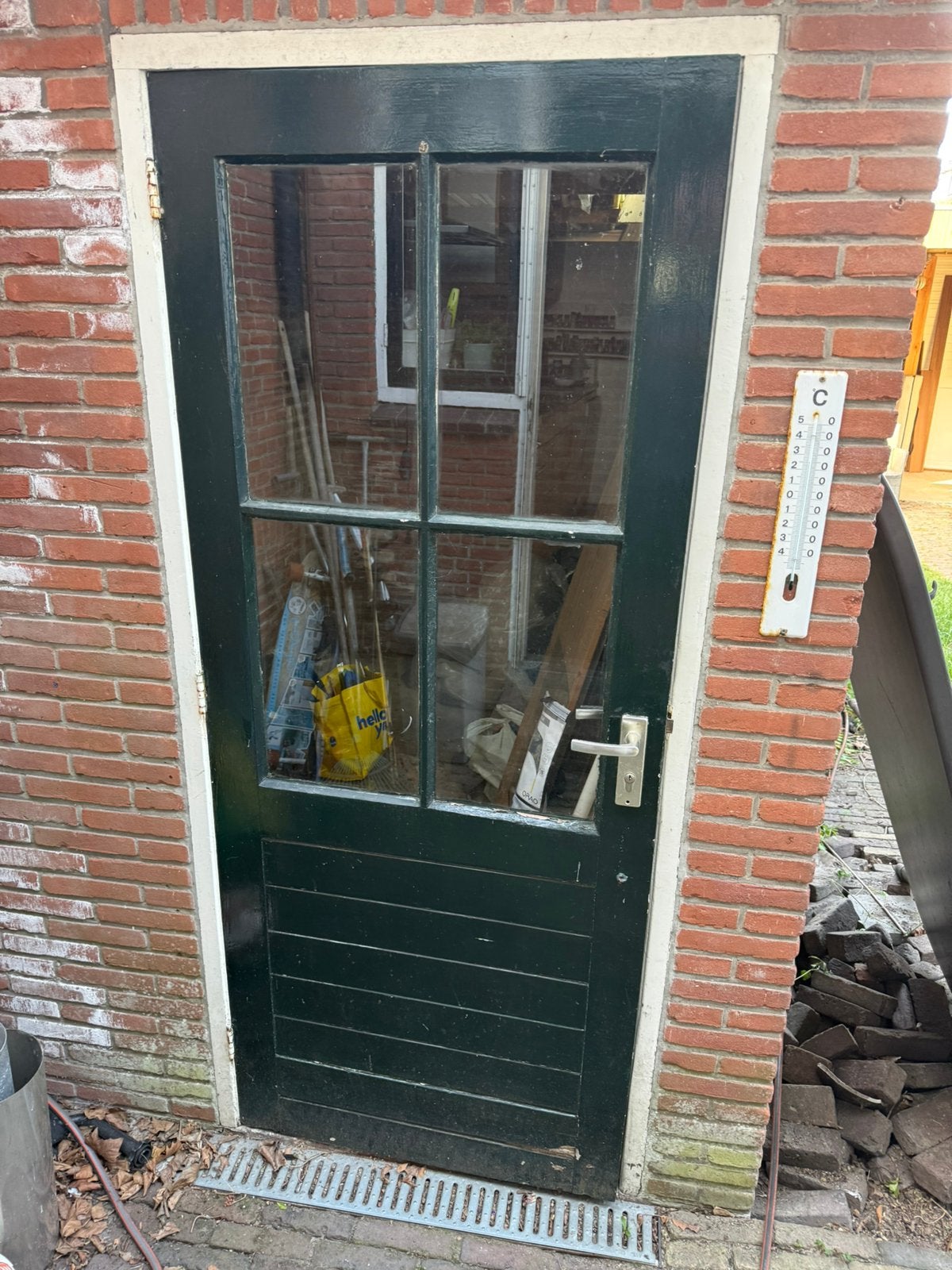 Hardhouten buitendeur, Ophalen, Gebruikt, 80 tot 100 cm, Buitendeur
