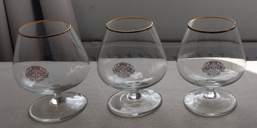 vintage cognac ballon snifter glazen, 3 delig, volgnr 28, Ophalen of Verzenden, Zo goed als nieuw, Overige typen