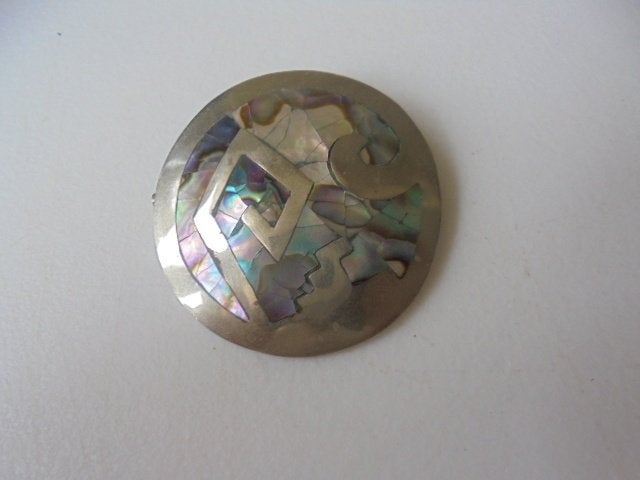 Broche abalone Mexico, Overige materialen, Minder dan 4 cm, Ophalen of Verzenden, Zo goed als nieuw
