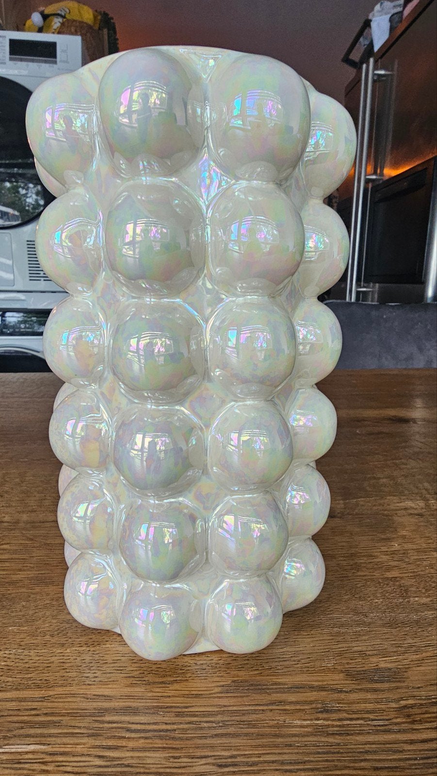 Unieke Parelmoer Bubble Vaas - Decoratieve Eyecatcher, Ophalen, Met patroon/structuur, Wit, Zo goed als nieuw
