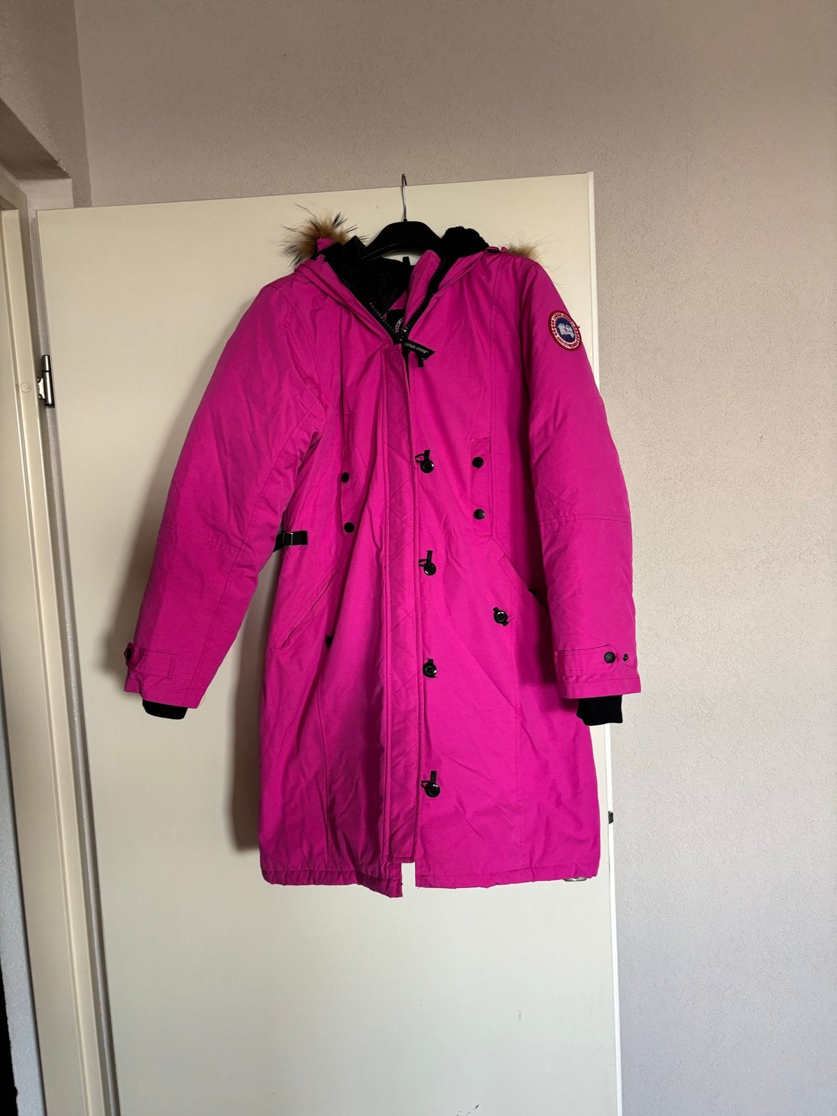 Canada Goose winterjas met bont capuchon - Maat S, Ophalen of Verzenden, Zo goed als nieuw, Maat 36 (S), Roze