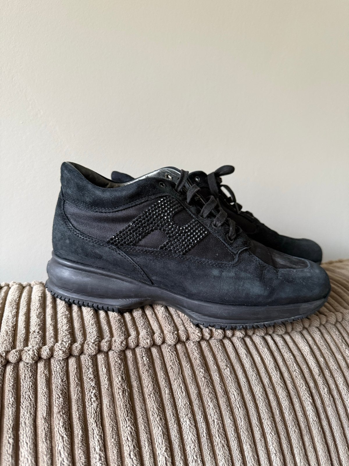 Hogan sneakers maat 37 zwart met glitter logo, Verzenden, Zo goed als nieuw, Zwart, Sneakers of Gympen