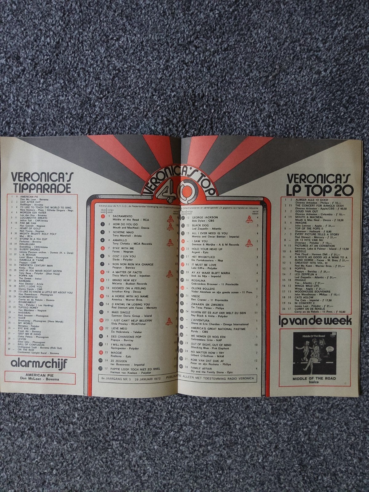 Veronica top 40 ( Veronicablad)  29-1-1972, Verzamelen, Ophalen of Verzenden, Boek, Tijdschrift of Artikel