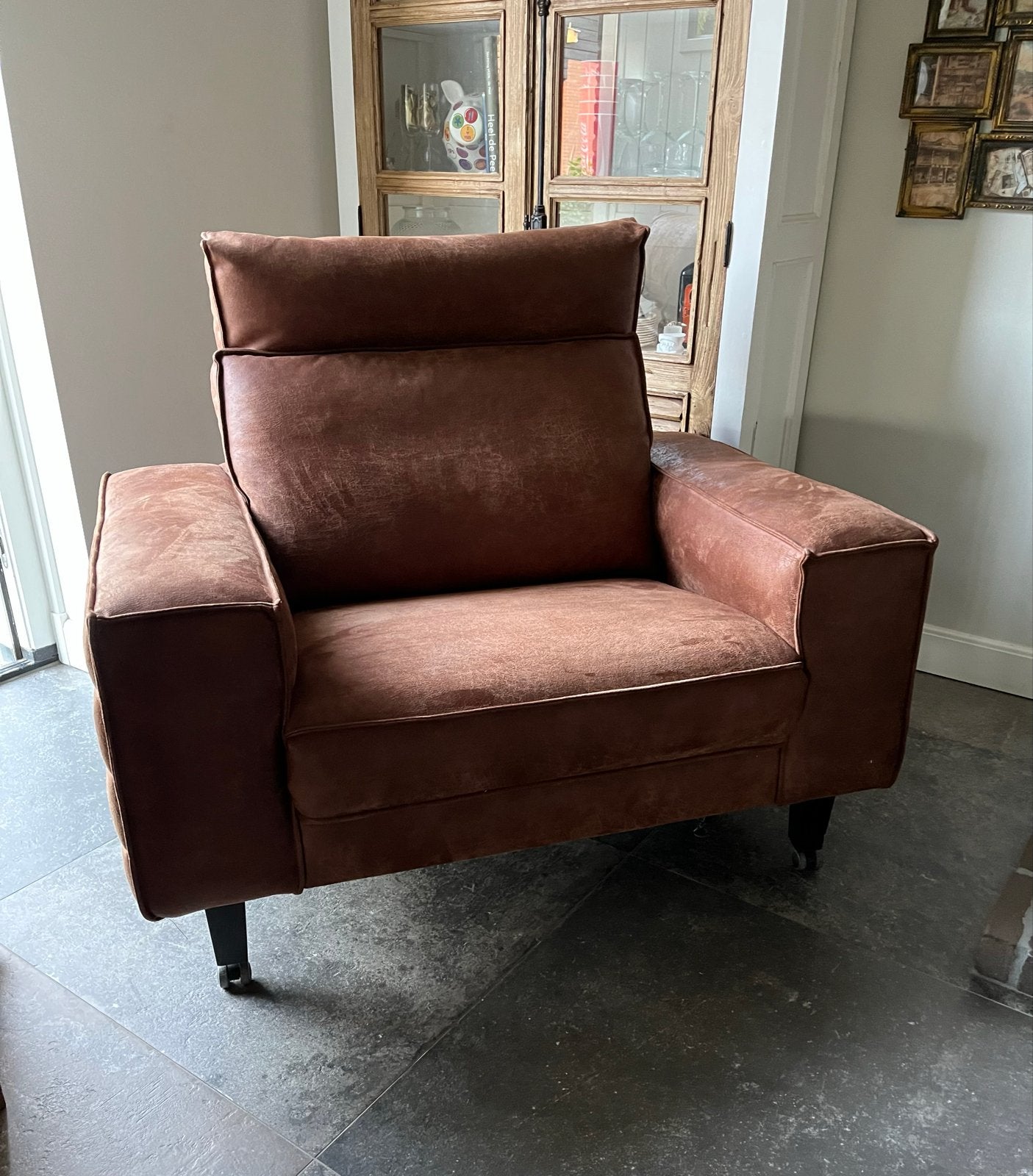 Luxe Fauteuil Portland brede zit, Ophalen, Overige materialen, 75 tot 100 cm, Zo goed als nieuw