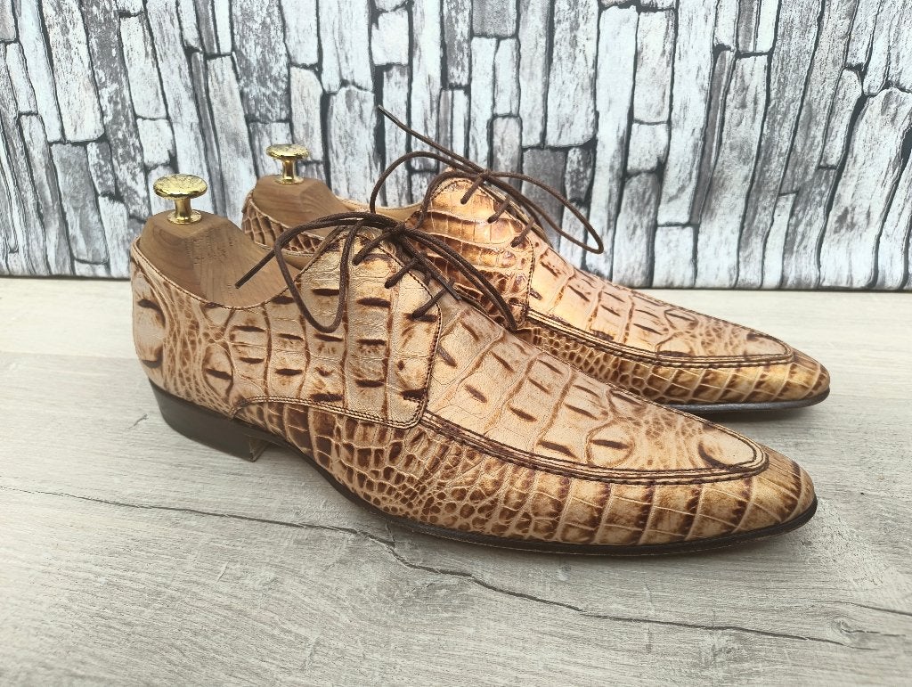 Redwood bruin/beige croco herenschoenen - Maat 42, Bruin, Verzenden, Zo goed als nieuw, Veterschoenen