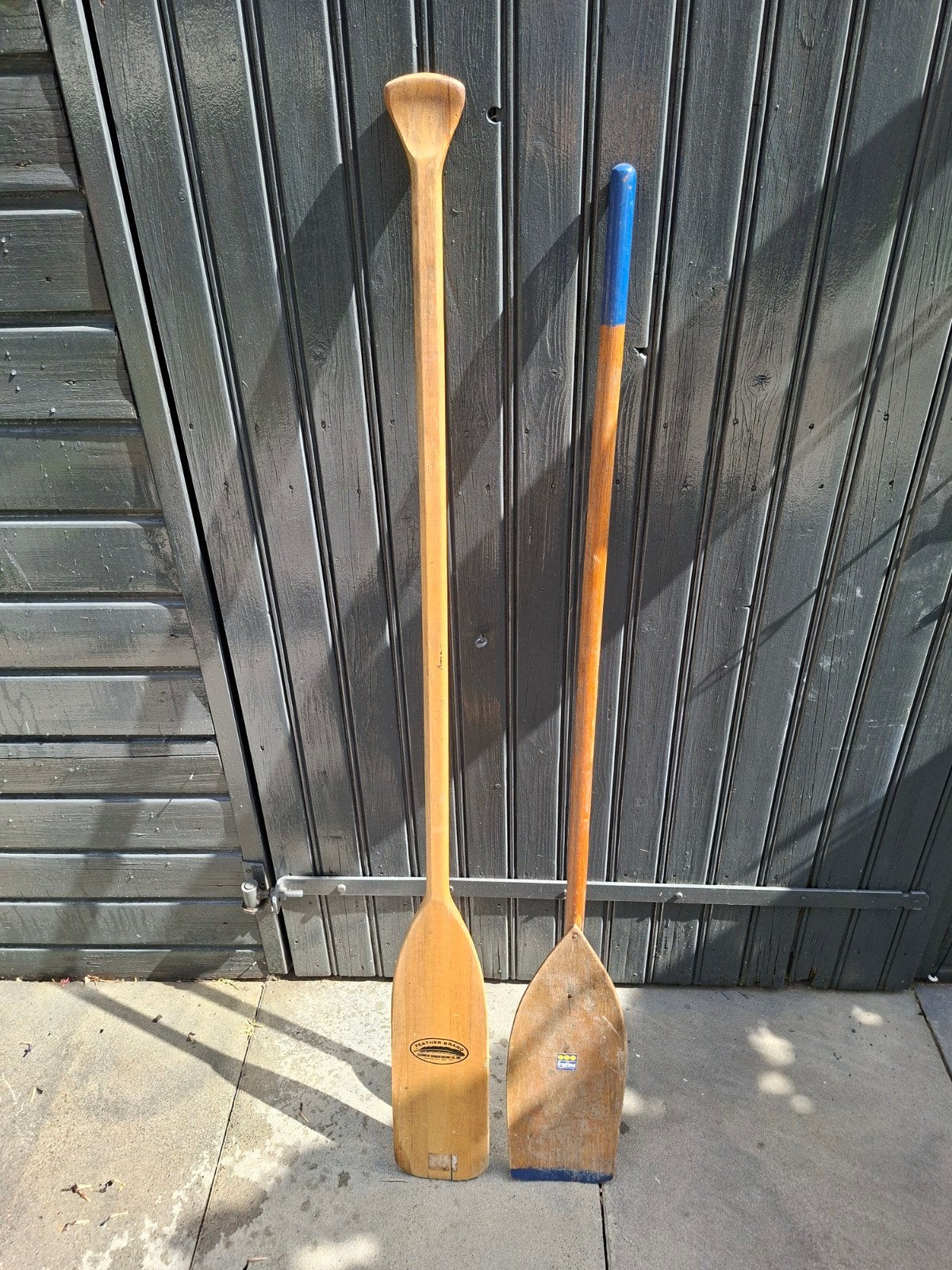 HOUTEN PEDDELS 2X, Watersport en Boten, Peddels, Ophalen, Gebruikt, Enkelbladige peddel