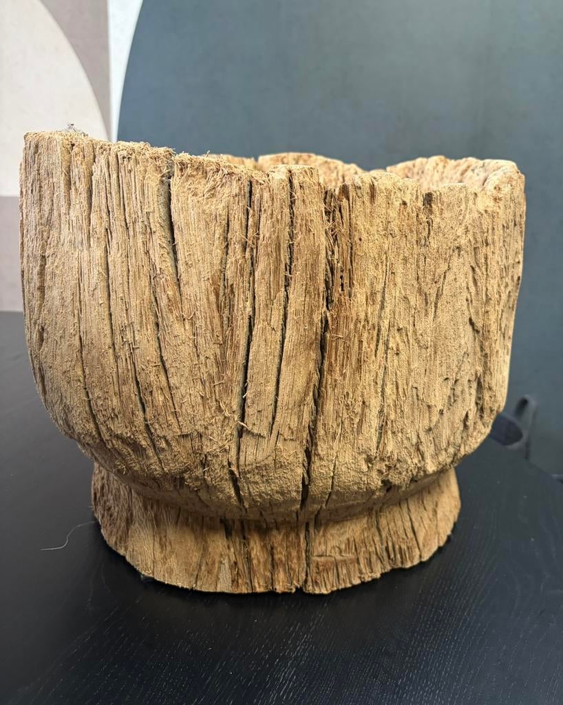 Boomstam bloempot, Ophalen of Verzenden, Zo goed als nieuw, Rond, Hout