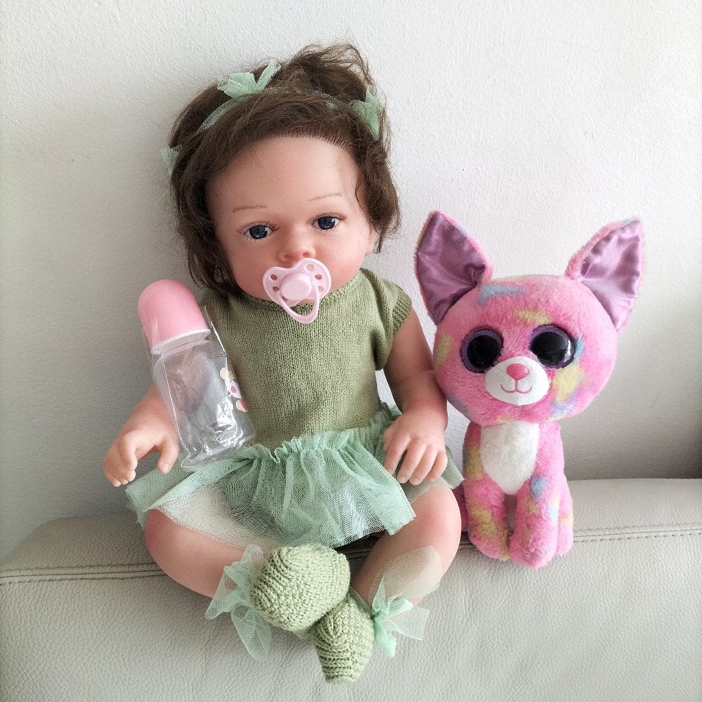 reborn baby meisje 55 cm, Verzamelen, Ophalen of Verzenden, Nieuw, Babypop, Levensecht of Reborn