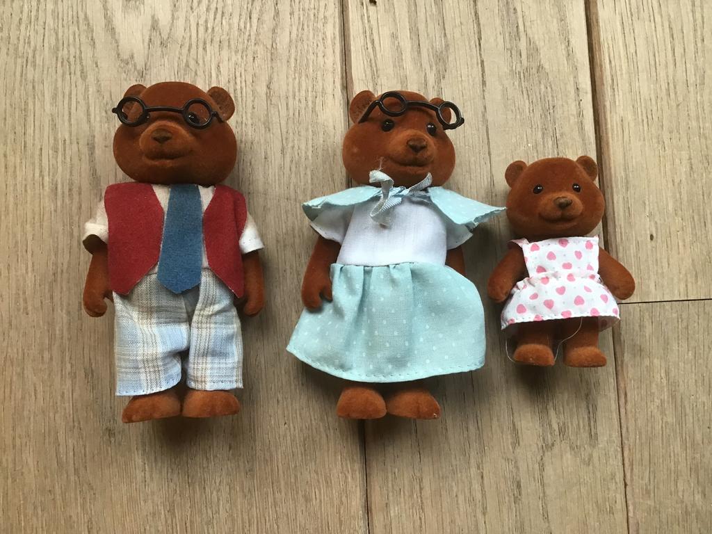 Sylvanian beertjes vader, moeder en kind., Ophalen of Verzenden, Gebruikt, Poppenhuis