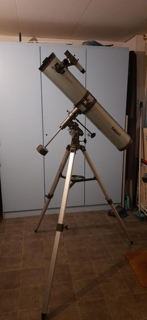 Spiegel telescoop D 114 F 900 met Richttelescoop en statief, Ophalen, Gebruikt, 80 tot 200 mm, Met statief