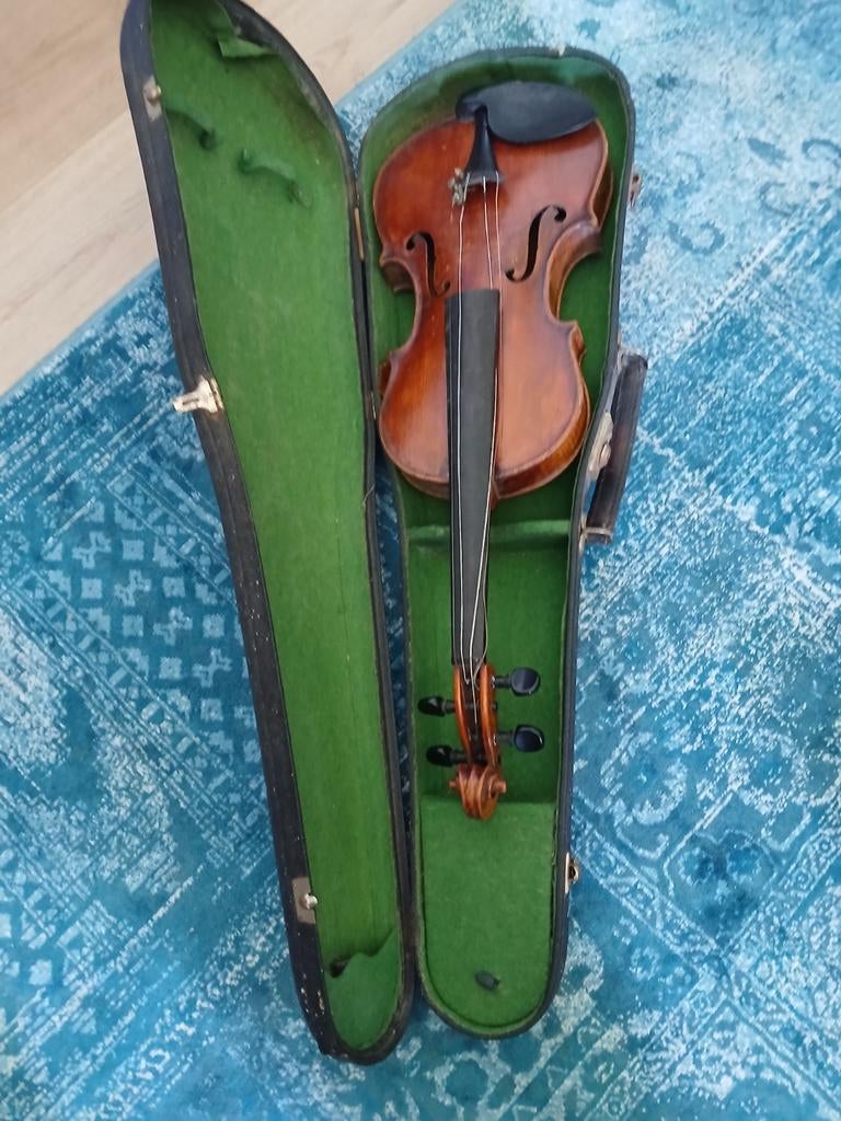 Antieke Viool met Koffer, Muziek en Instrumenten, Strijkinstrumenten | Violen en Altviolen, Gebruikt, Viool, Ophalen of Verzenden