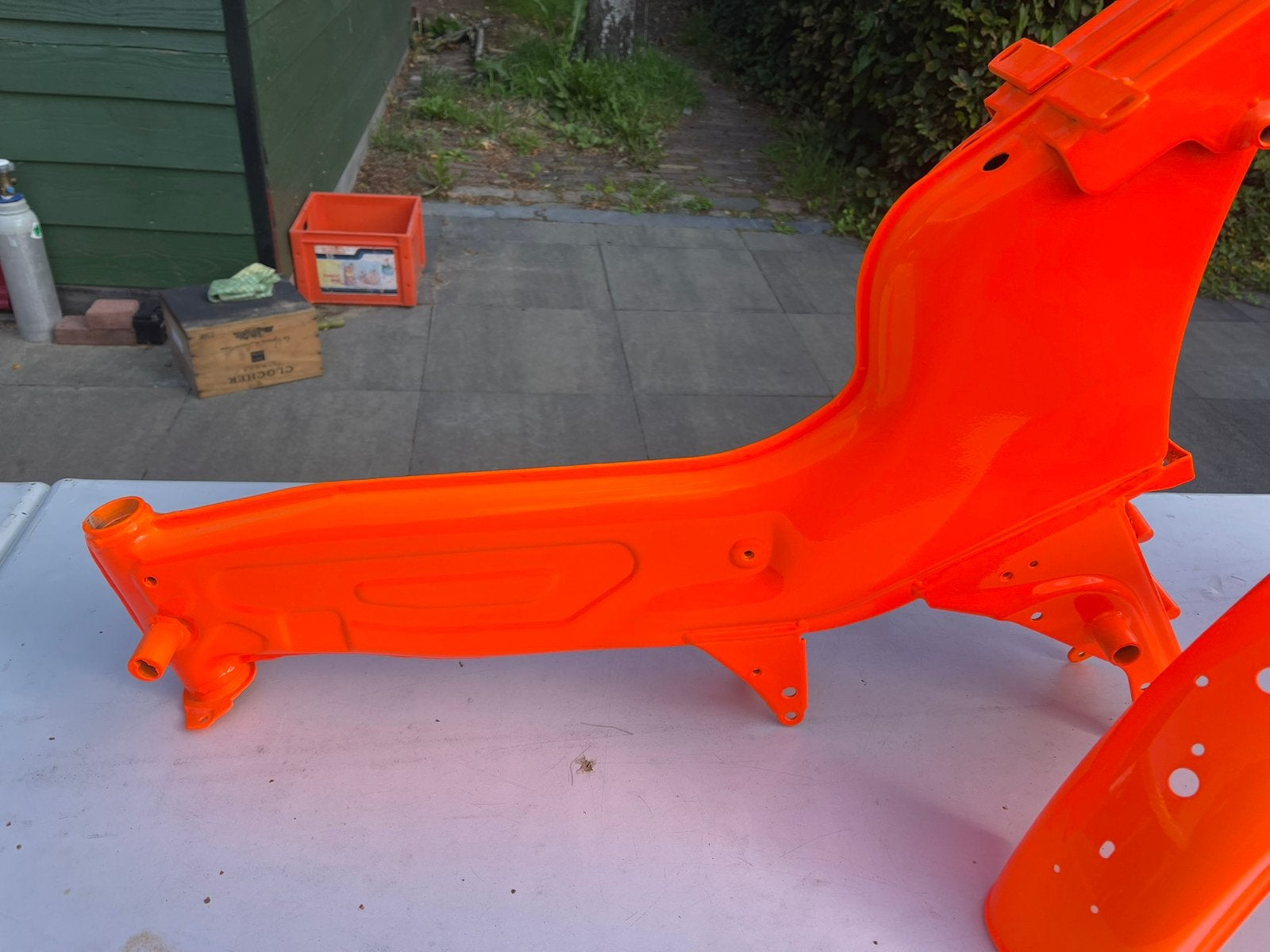 Kreidlerframe+achterspatbord fluor oranje nieuw gespoten., Fietsen en Brommers, Ophalen, Zo goed als nieuw, Frame