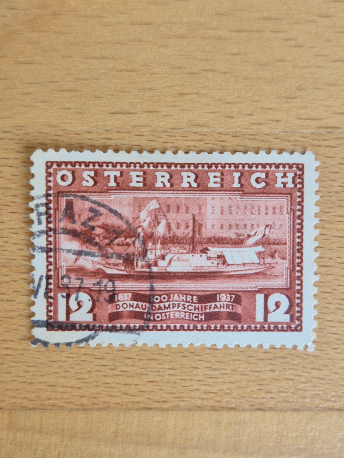 Oostenrijk 1937 stoomboot, Postzegels en Munten, Ophalen of Verzenden, Gestempeld