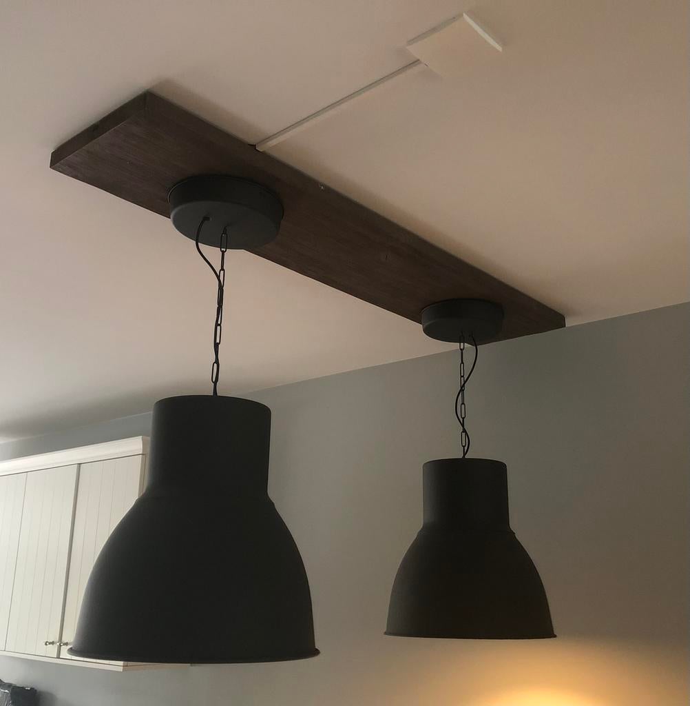 2 Ikea grijze hanglampen, Huis en Inrichting, Lampen | Hanglampen, Ophalen, Gebruikt