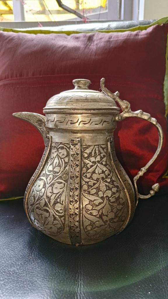Bakır Sütlük - Turkse Verzilverde Koperen Melkkan, Antiek en Kunst, Antiek | Koper en Brons, Ophalen of Verzenden, Koper