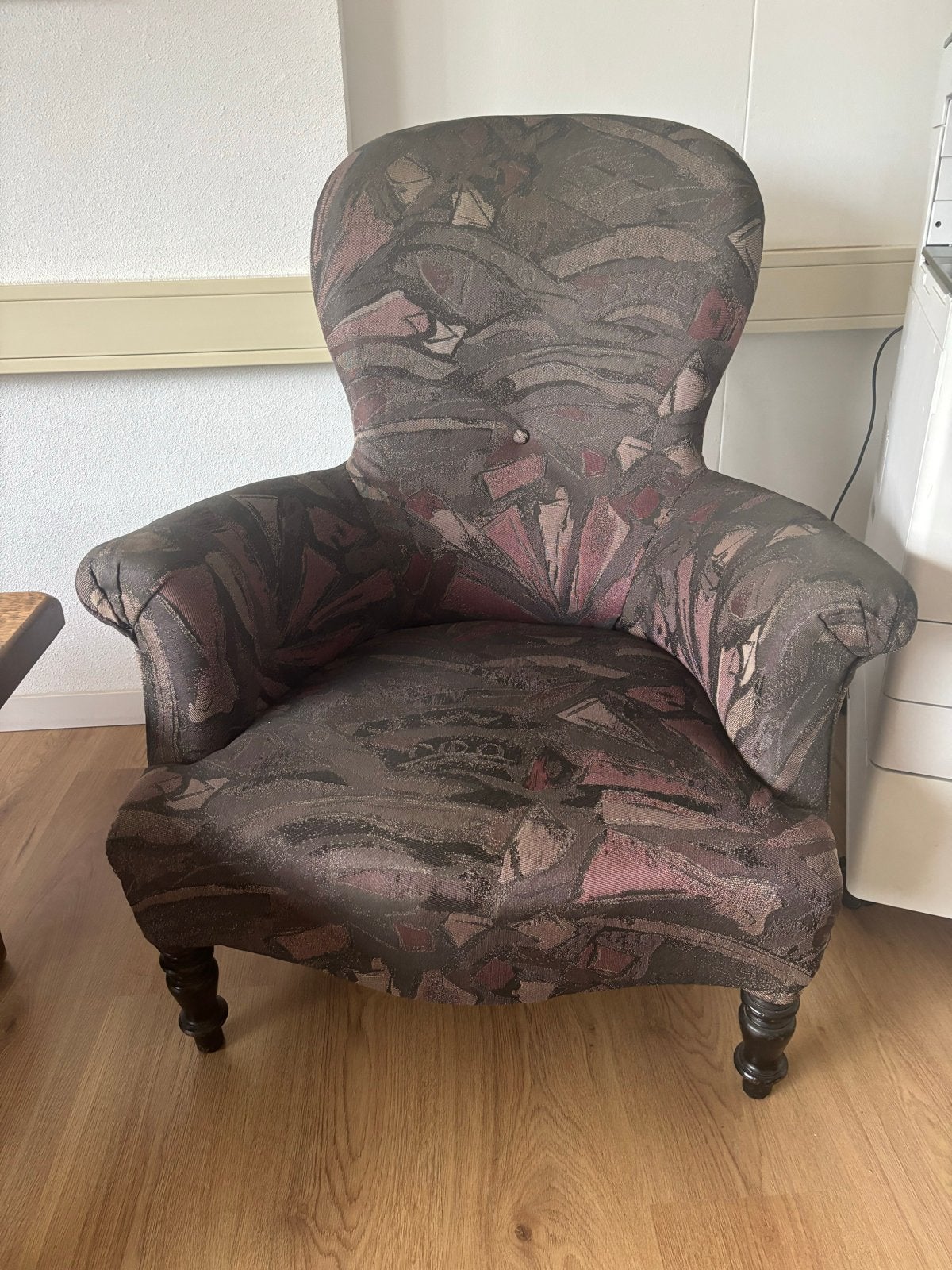 Comfortabele fauteuil met uniek patroon, Ophalen, Gebruikt, Stof, 75 tot 100 cm