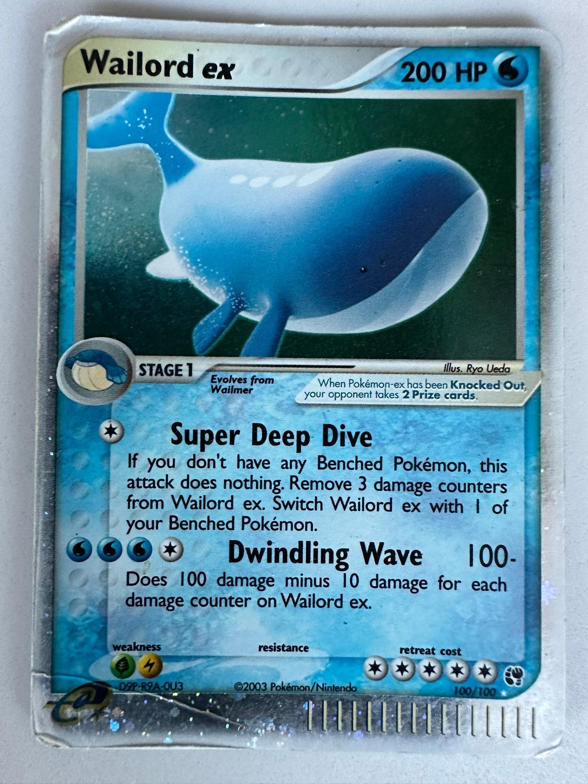 Wailord ex Pokémon kaart - Beschadigd, Ophalen of Verzenden, Gebruikt, Losse kaart