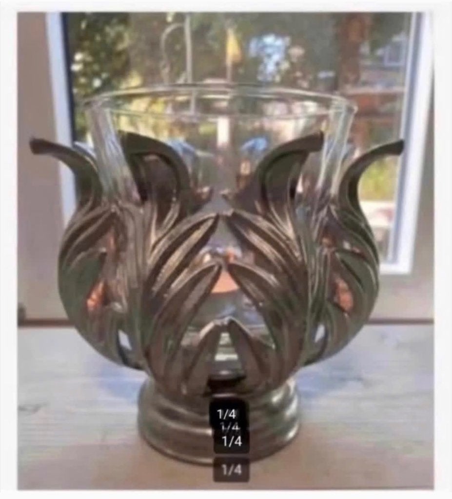Metalen schaal zwaar, glazen vaas pot, waxine, plant, bonbon, Overige materialen, Rond, Ophalen of Verzenden, Zo goed als nieuw