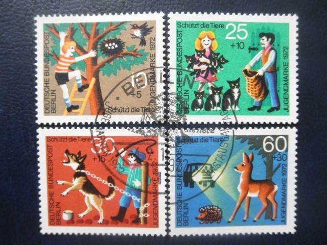 Postzegels Berlijn 1972 dieren vogels katten - cw. 3,00., Postzegels en Munten, Ophalen of Verzenden, BRD, Gestempeld
