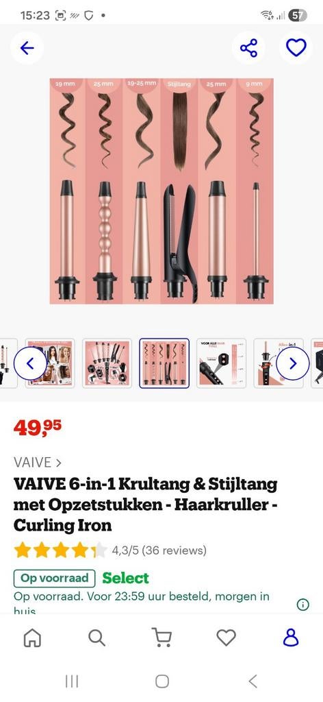 Vaive 6-in-1 Haarstyler Krultang & Stijltang, Ophalen of Verzenden, Zo goed als nieuw, Krultang of Stijltang
