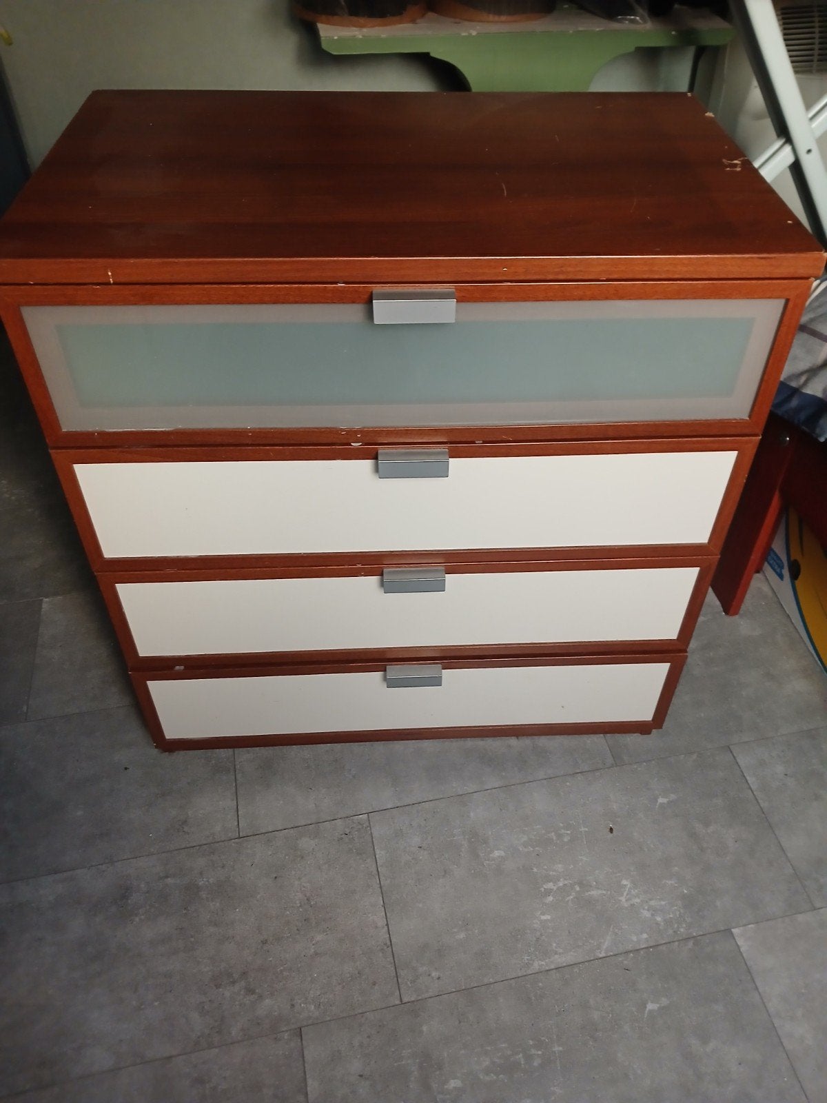 ikea kast met 3 laden - Hout en wit, Ophalen, Gebruikt, 50 tot 100 cm, Minder dan 100 cm