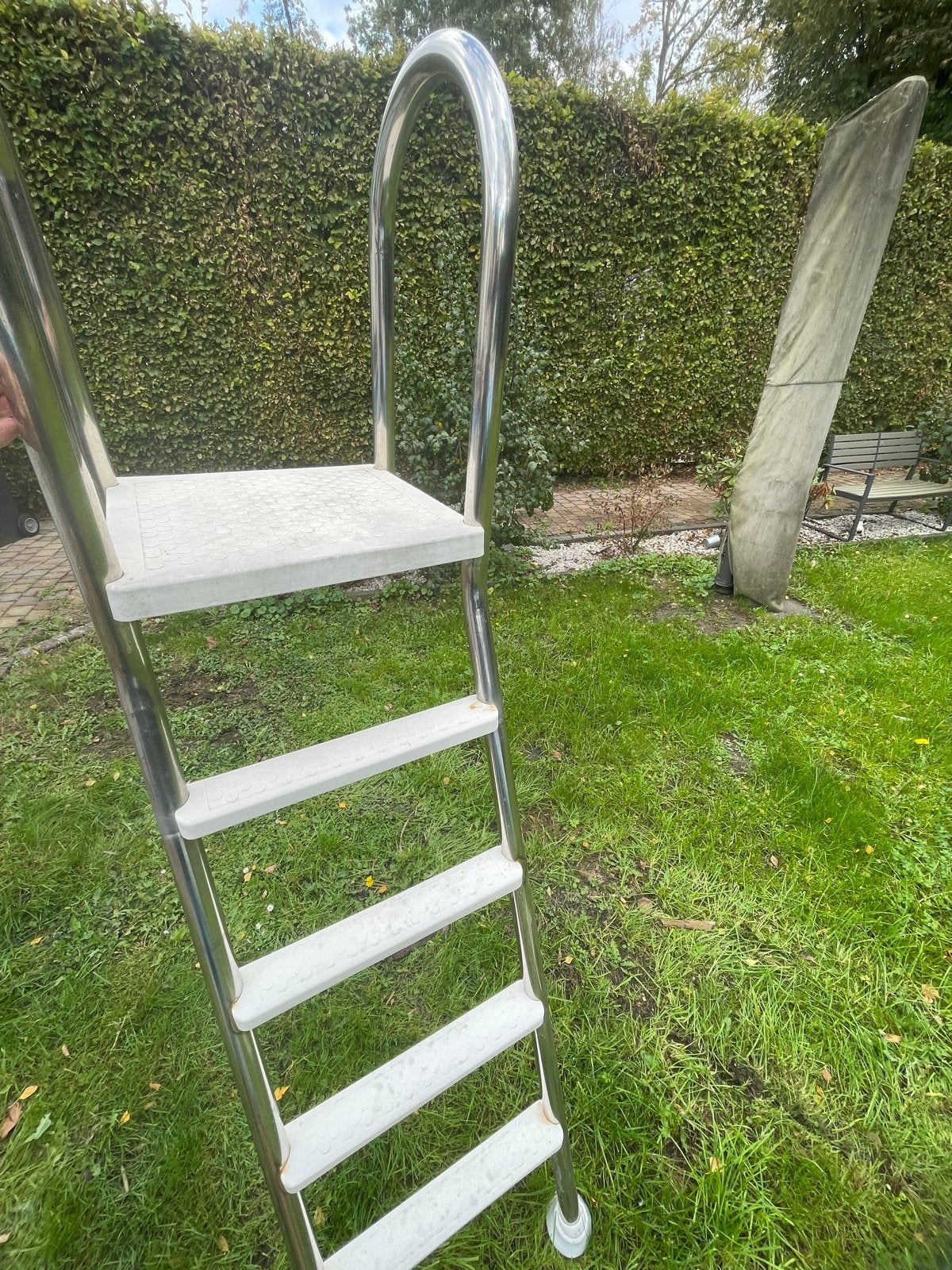 Zwembadtrap RVS met 5 treden, Tuin en Terras, Ophalen, Gebruikt, Ladder