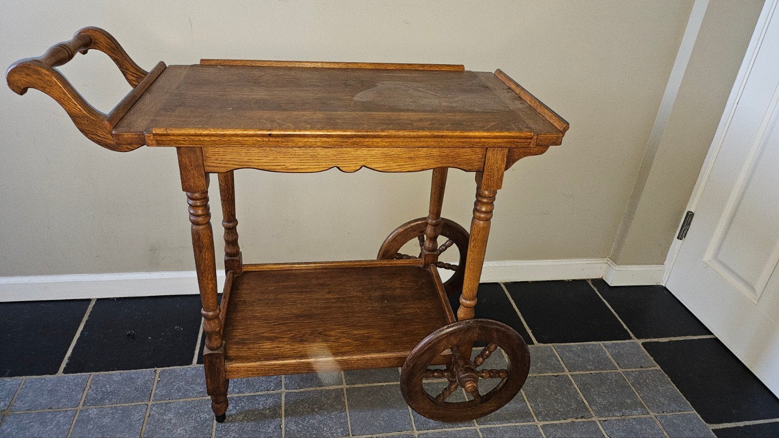 Antieke houten serveerwagen / theewagen, Ophalen