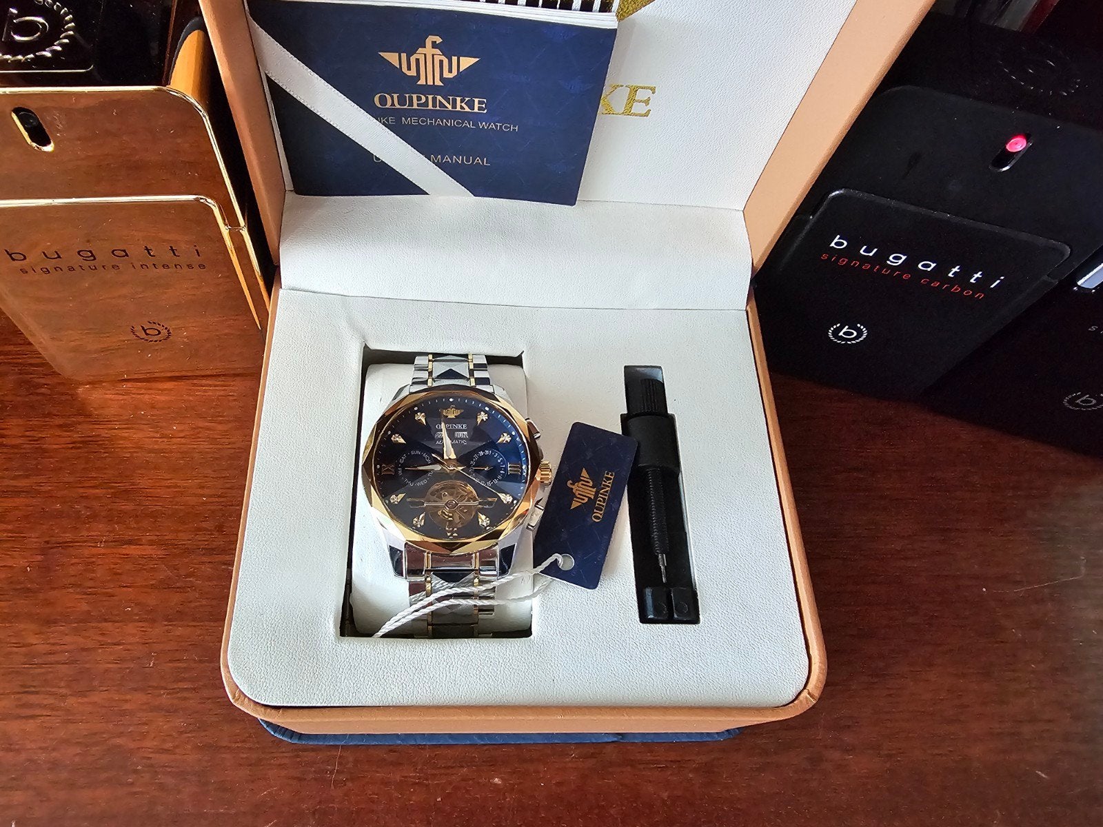 OUPINKE Automatisch Horloge met Swarovski Kristallen, Overige merken, Staal, Staal, Polshorloge