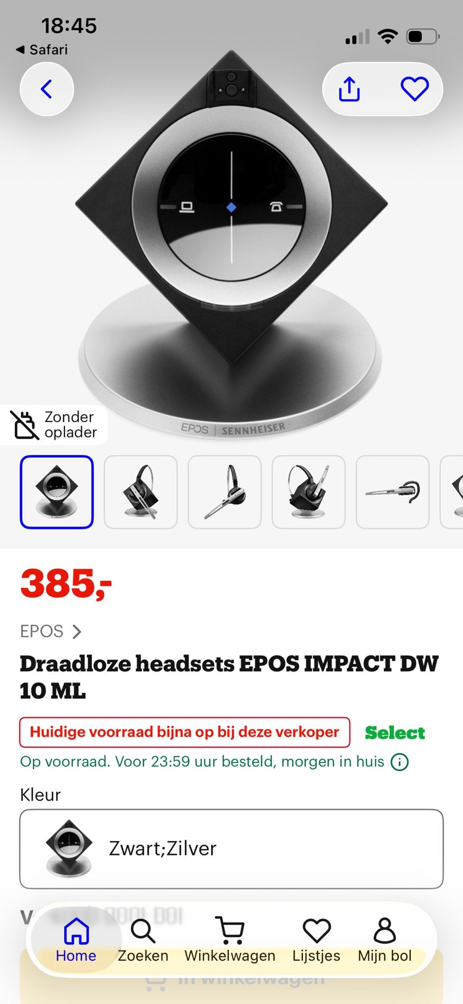 Draadloze Headset EPOS IMPACT DW 10 ML - Zwart/Zilver, Audio, Tv en Foto, Koptelefoons, Ophalen, Sennheiser, Nieuw, Over-ear