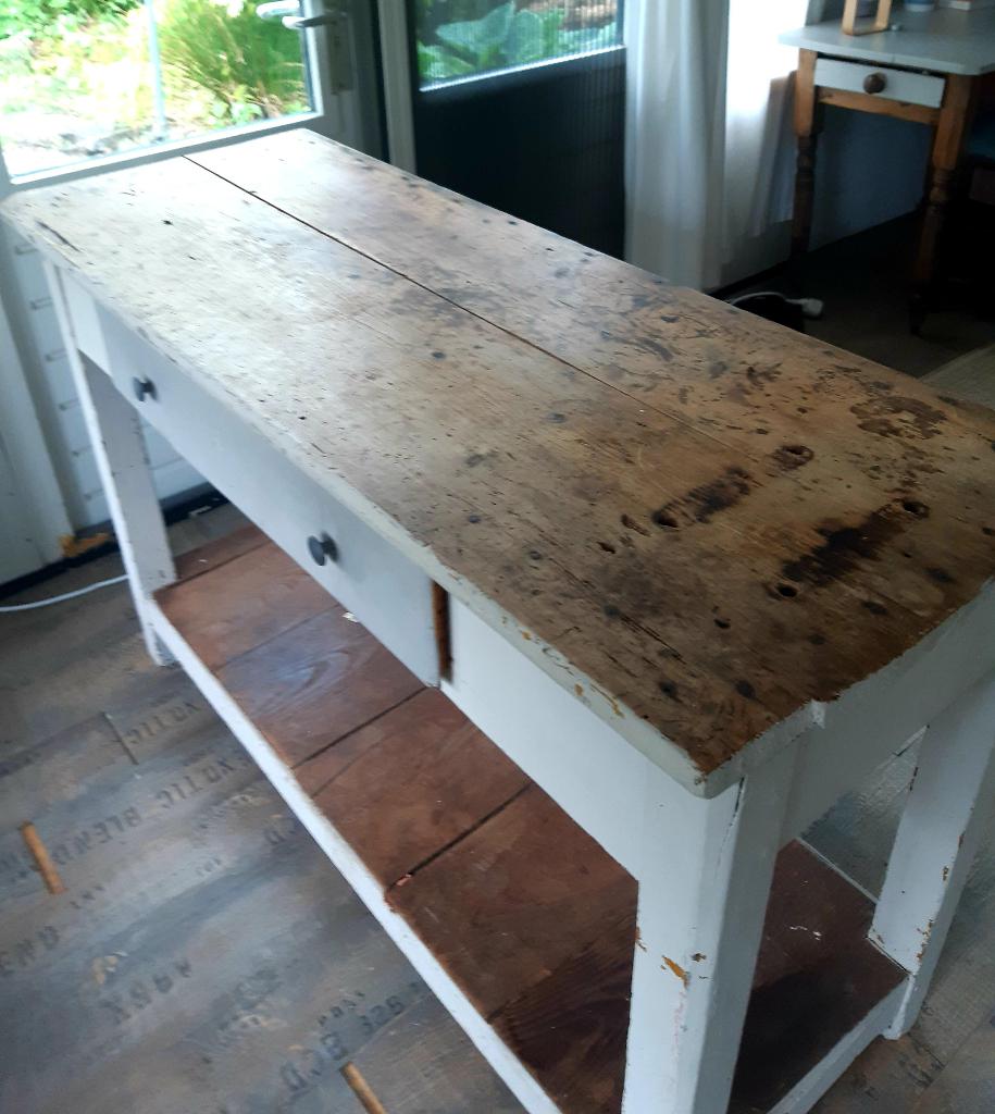 Sidetable / slagersblok brocante, Ophalen, Gebruikt, 100 tot 150 cm, 25 tot 50 cm