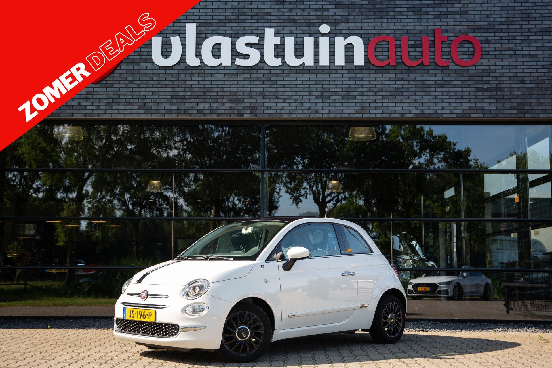 Fiat 500 0.9 TwinAir Turbo Lounge , Panoramadak, Airco, Face, Stof, Gebruikt, Wit, Origineel Nederlands