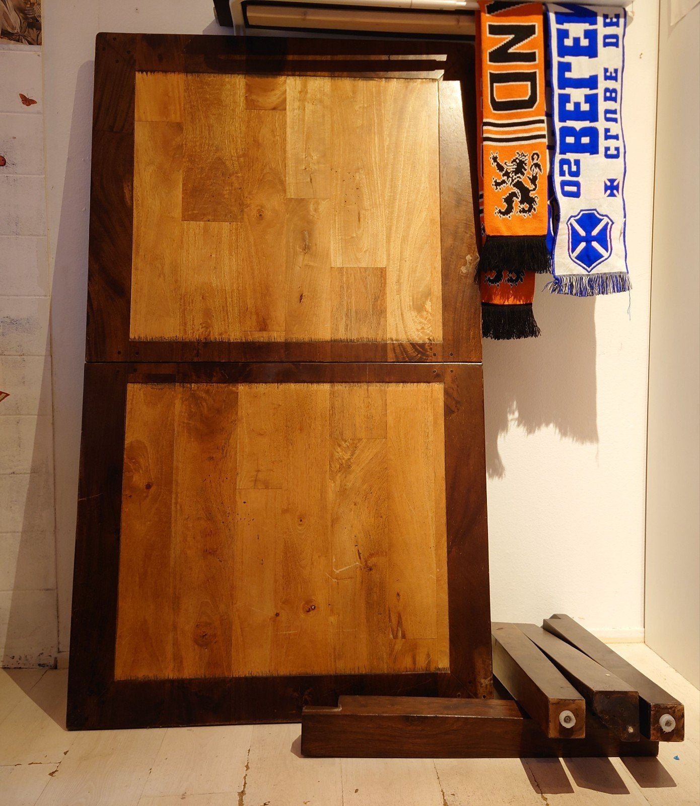 Houten eettafel - verlengbaar middenstuk, Ophalen, Gebruikt, 50 tot 100 cm, 150 tot 200 cm