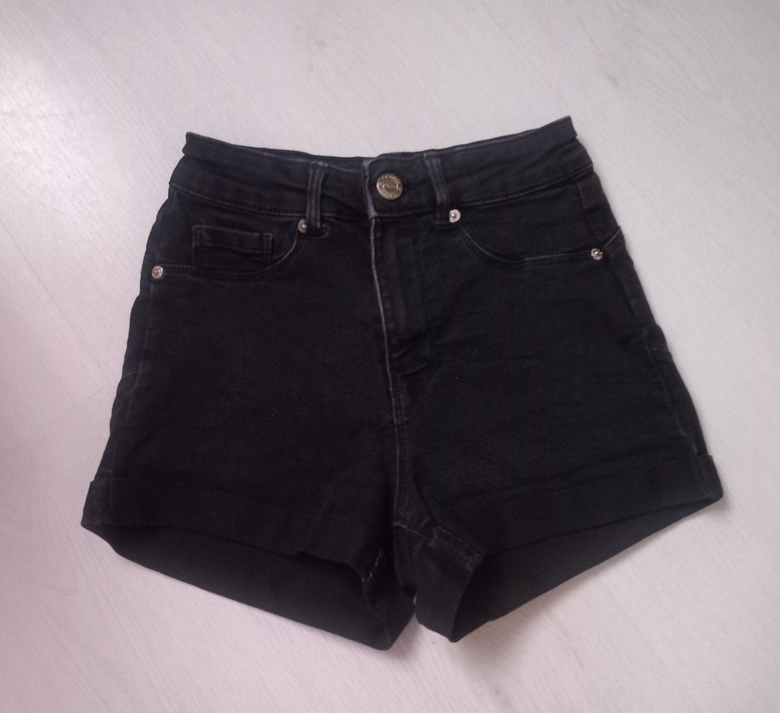 Zwarte denim shorts met hoge taille - Maat S, Kort, Zwart, New Yorker, Ophalen of Verzenden