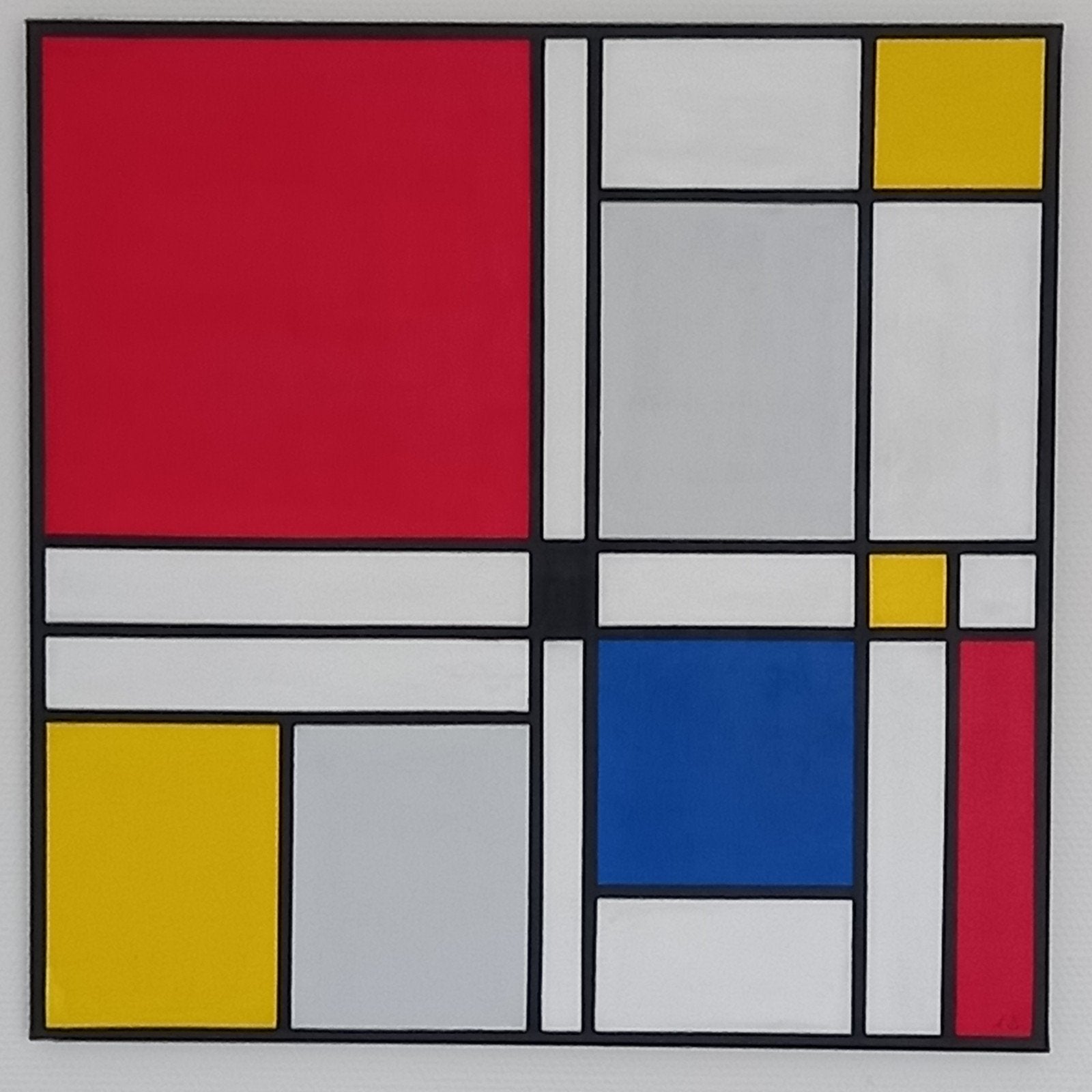Uniek Mondriaan-stijl schilderij op canvas (70x70cm), Antiek en Kunst, Ophalen of Verzenden