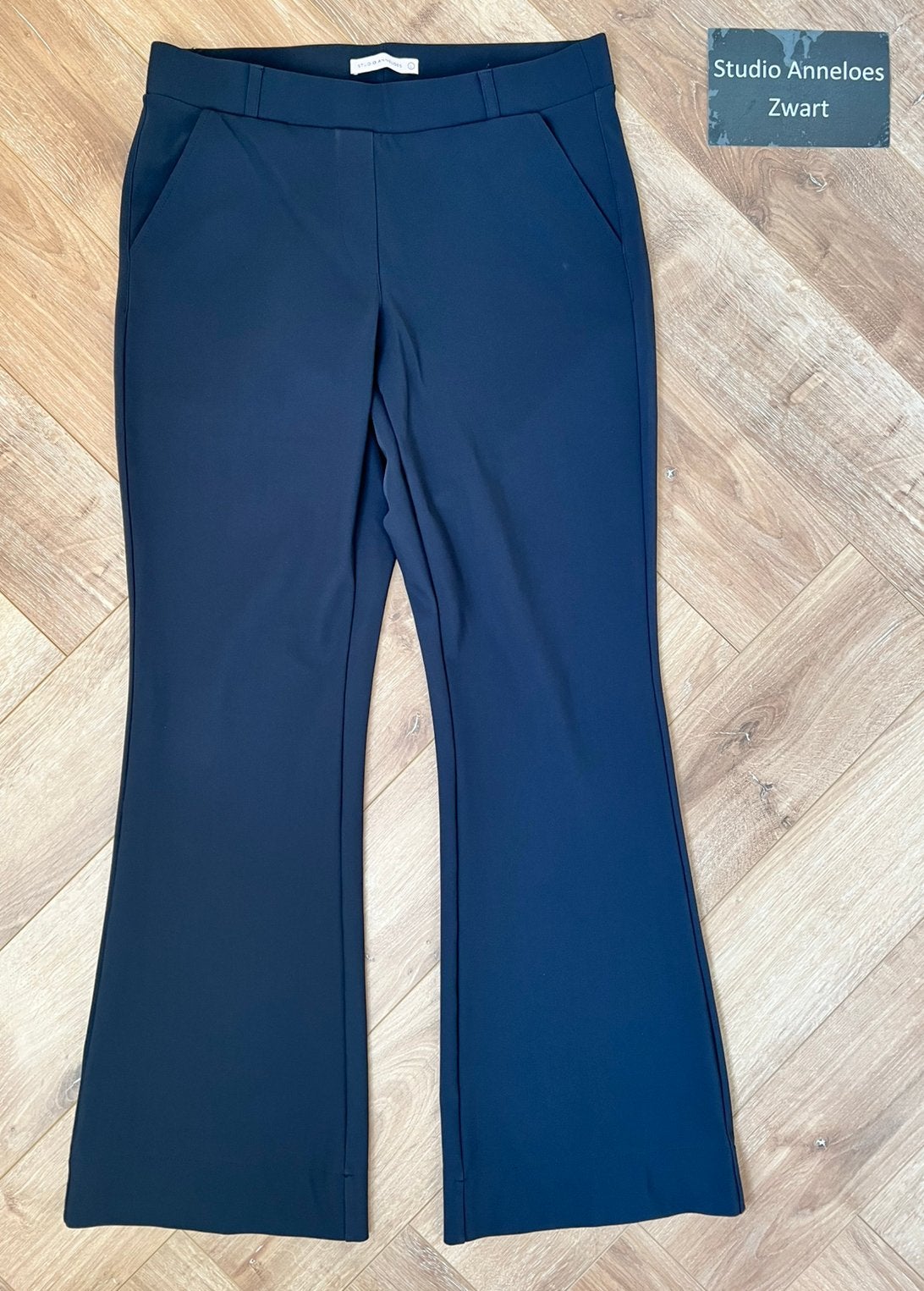 Studio anneloes flair bonded broek L zwart travelstof, Zwart, Maat 42/44 (L), Ophalen of Verzenden, Zo goed als nieuw