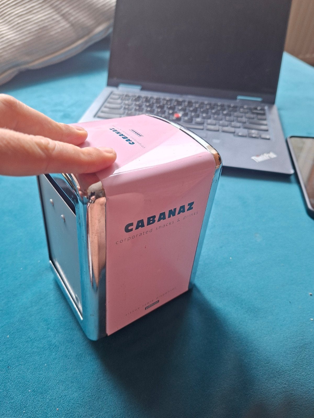 Vintage servettenhouder Cabanaz roze/chroom, Ophalen of Verzenden, Roze, Metaal, Overige merken