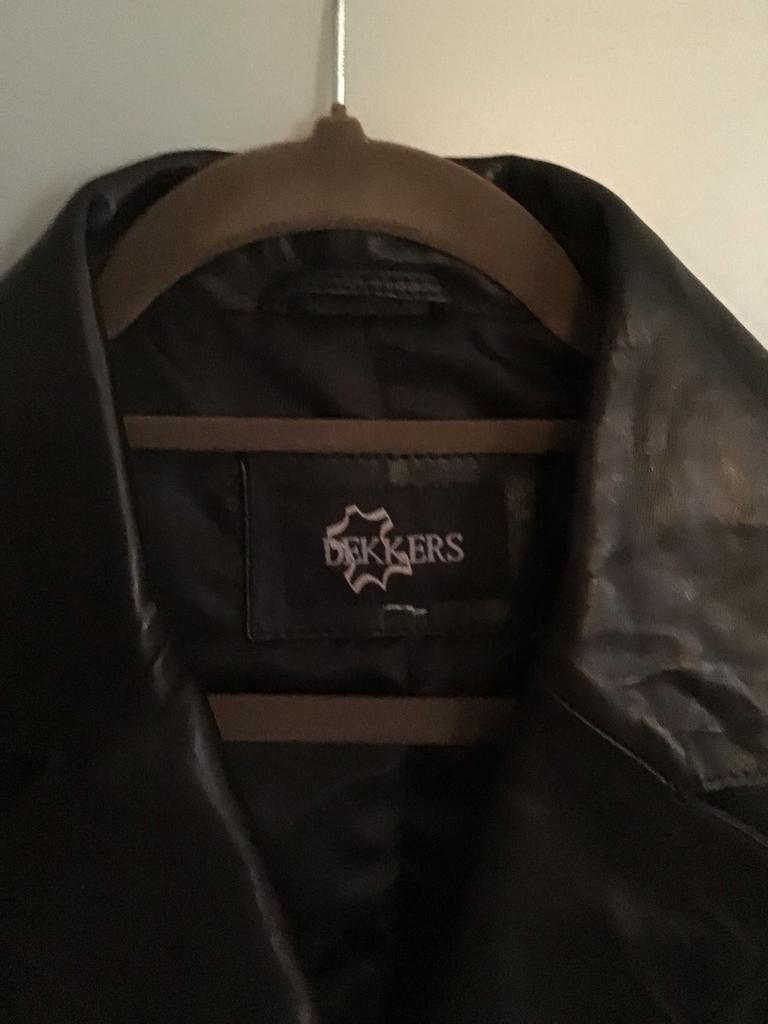 Dekkers zwart leren colbert met riem, Ophalen of Verzenden, Nieuw, Maat 38/40 (M), Zwart