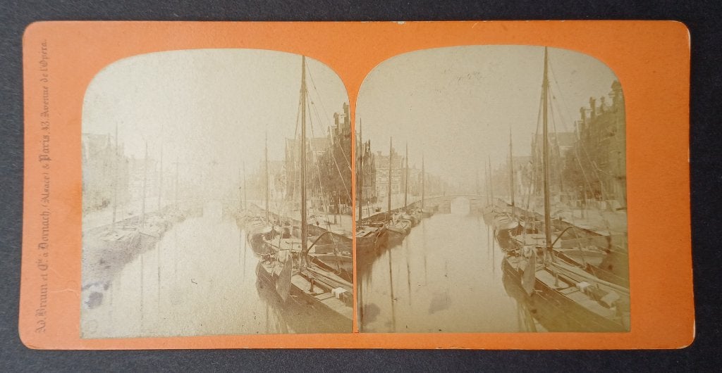 Stereofoto Amsterdam Brouwersgracht - Braun, Verzamelen, Foto's en Prenten, Gebruikt, Foto, Ophalen of Verzenden, Gebouw