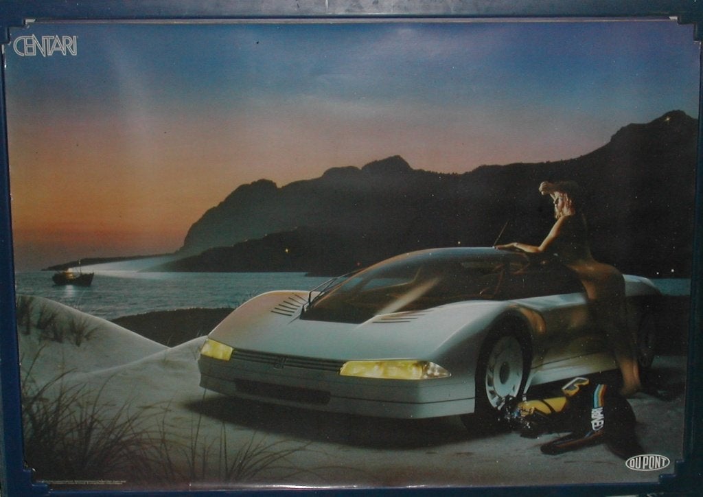 Reclame Poster. Centari. Du. Pont lak met Peugeot prototype, Ophalen of Verzenden, Zo goed als nieuw, Auto's