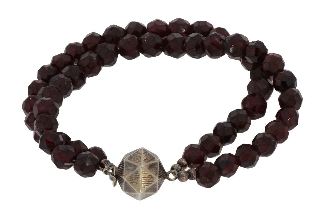 Granaat antieke armband zilveren fraai slot paston dame, Ophalen of Verzenden, Zilver, Armband, Met edelsteen