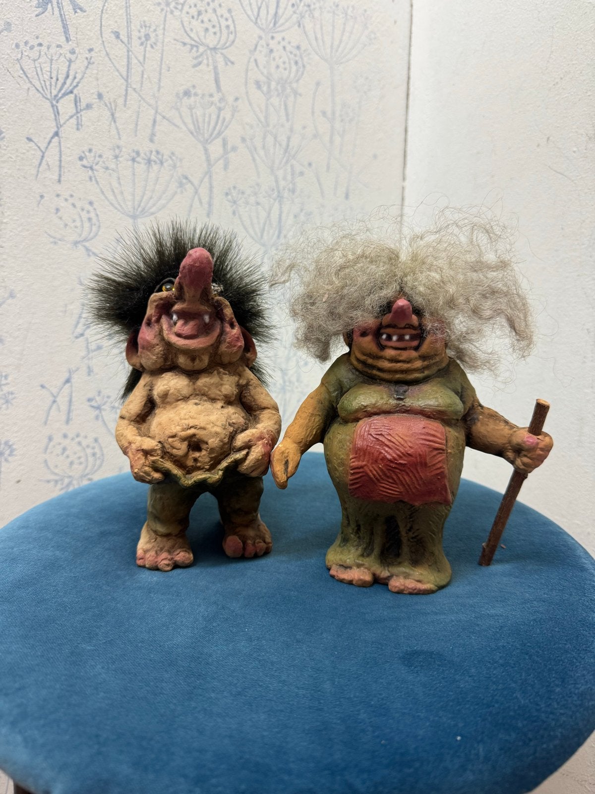 Twee vintage Noorse trollen beeldjes, Verzamelen, Ophalen of Verzenden, Gebruikt