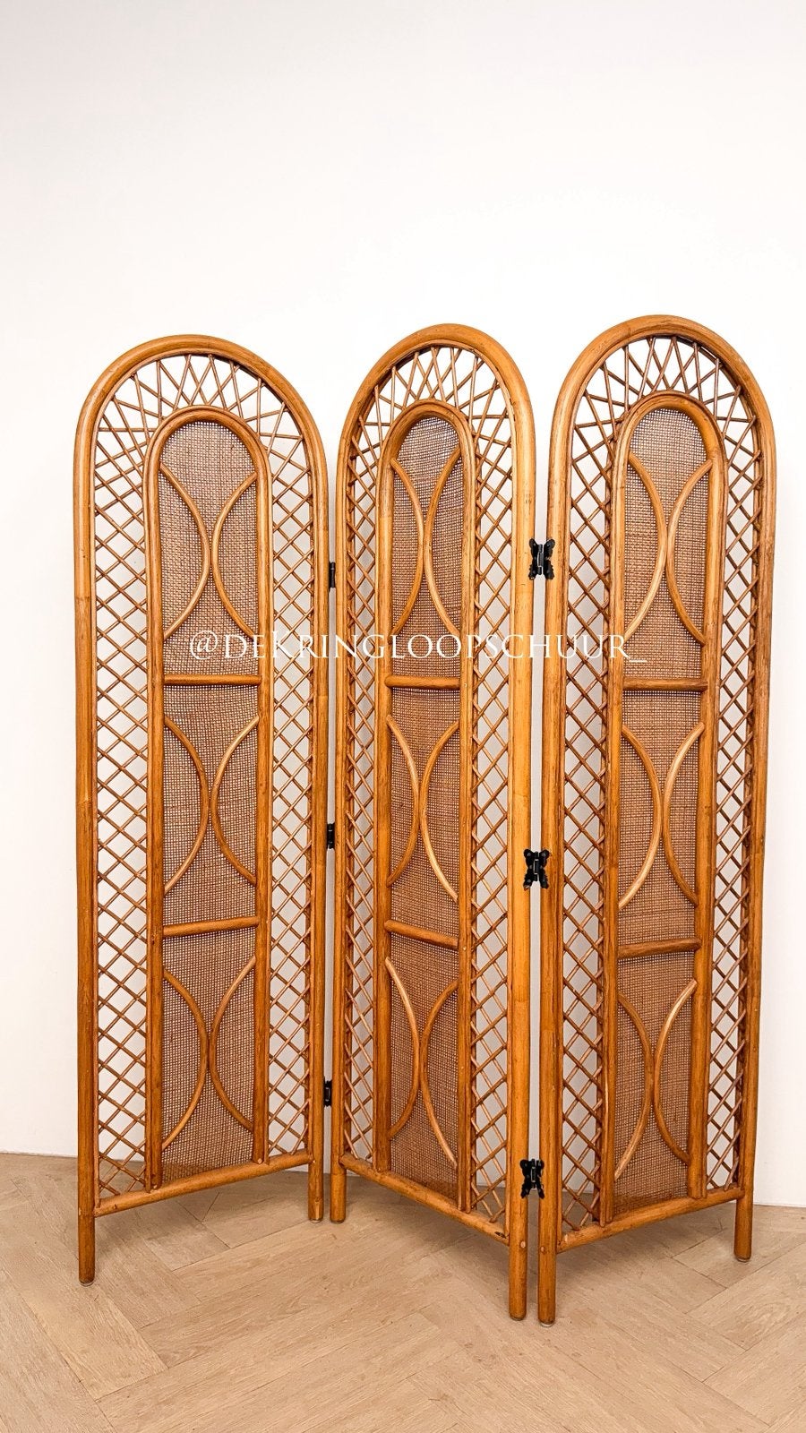 Vintage rotan rieten kamerscherm roomdivider bamboe, Ophalen of Verzenden, Zo goed als nieuw