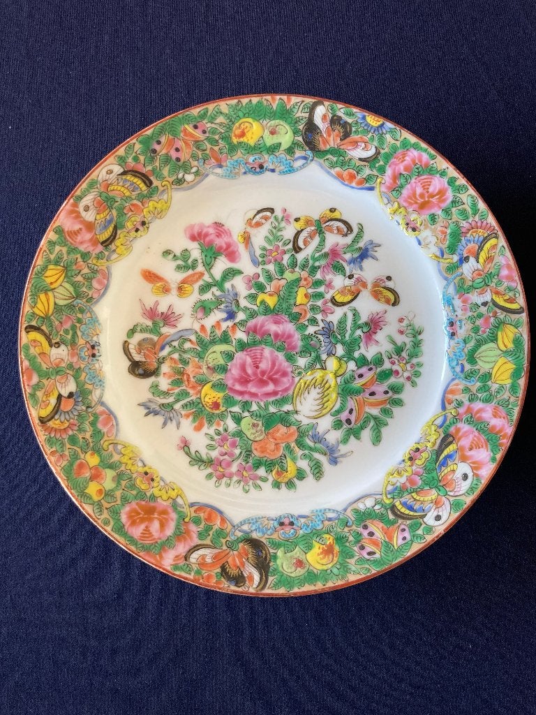 China Chinese famille rose Canton bloemen bord Qing, Ophalen of Verzenden