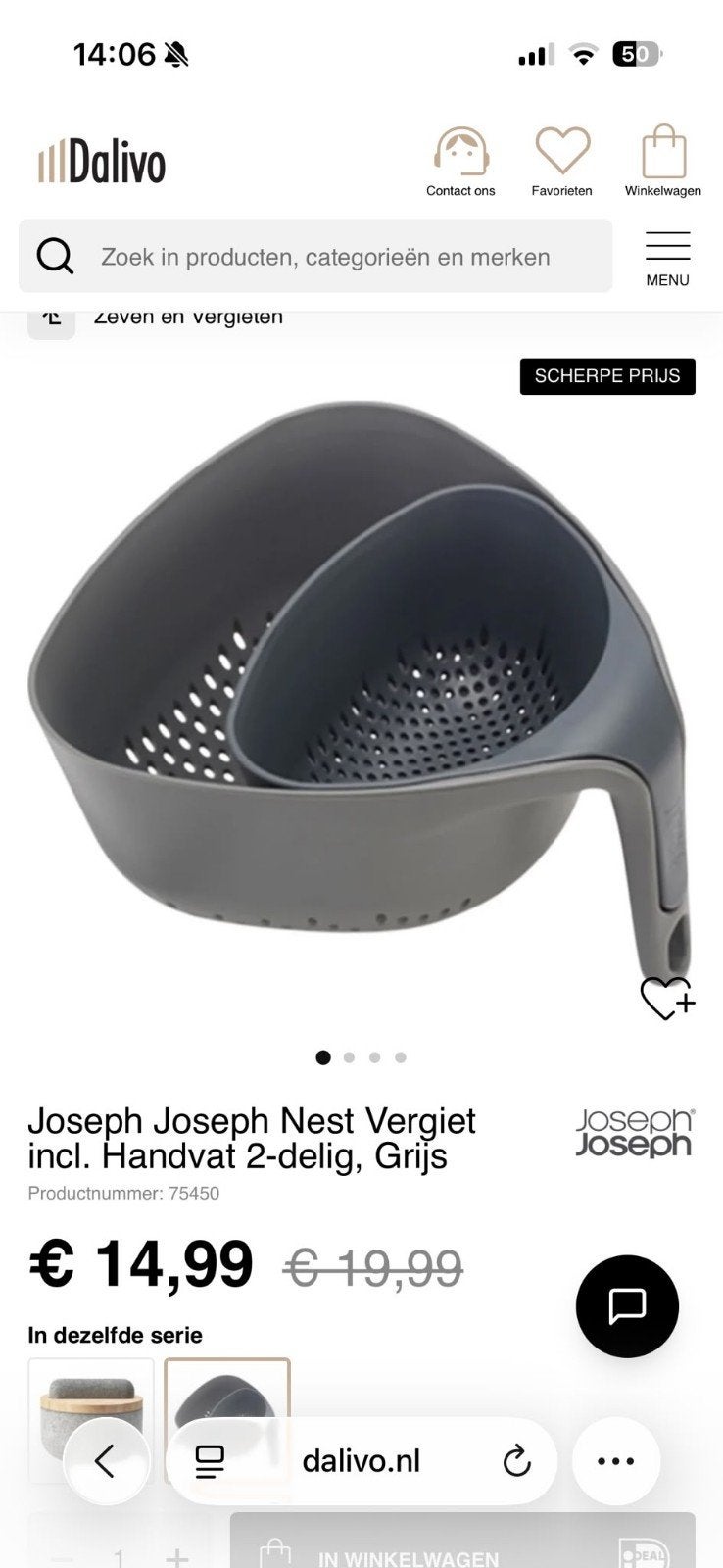 Joseph Joseph Nest Vergiet incl. Handvat 2-delig, Grijs, Overige typen, Kunststof, Nieuw, Ophalen of Verzenden