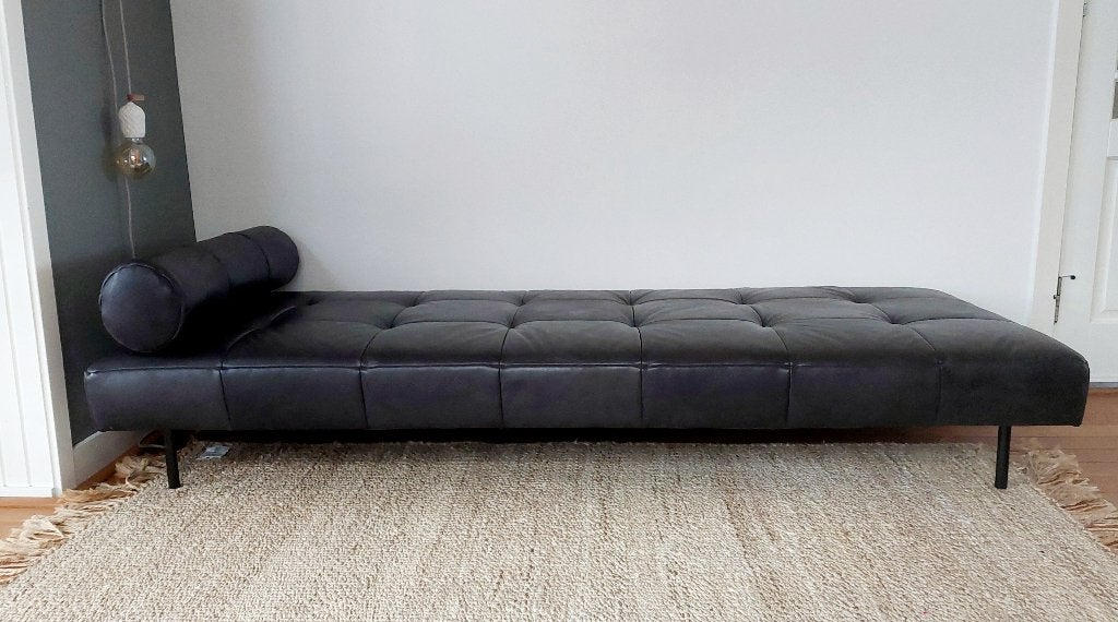 Daybed zwart leer metaal nekrol Scandinavisch design, Ophalen, Scandinavisch design, Gebruikt, Eenpersoons