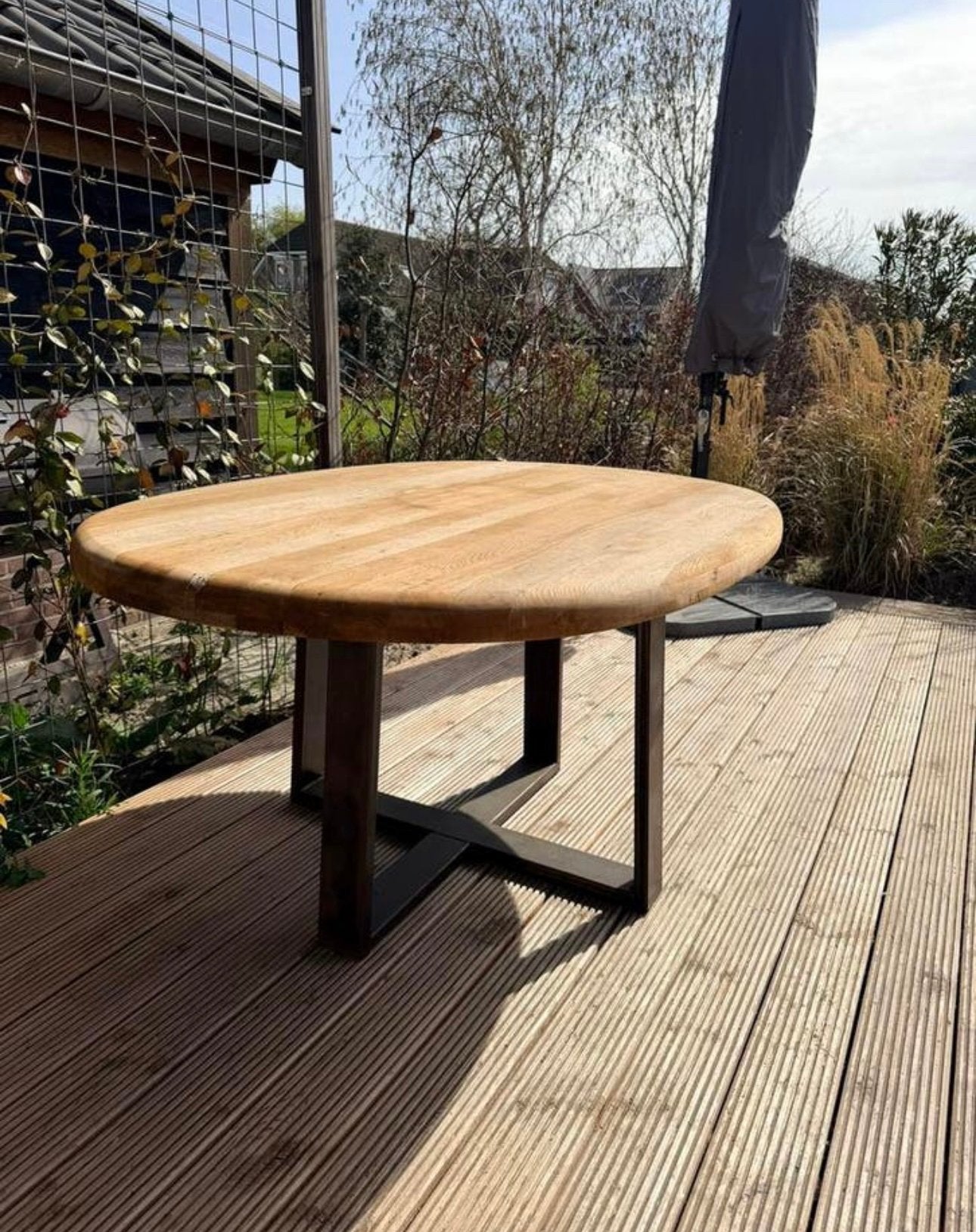 Eikenhouten eettafel - Tegen elk annemelijk bod + ZGAN, Tuin en Terras, Tuintafels, Ophalen, Zo goed als nieuw, Ovaal, Hout