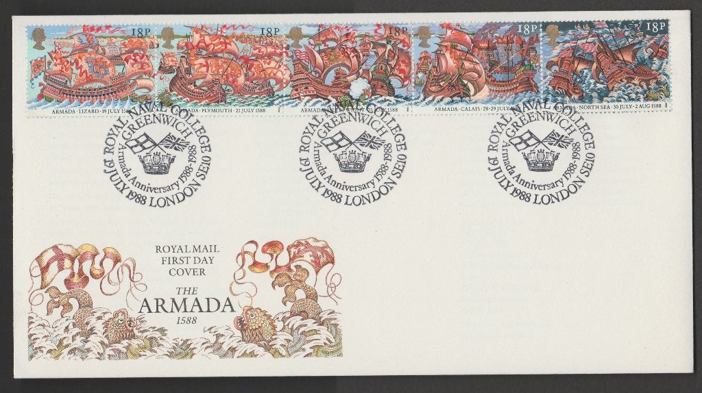 GB - FDC Michelnr 1155-1159 - ondergang Spaanse Armada, Verzenden, Postfris