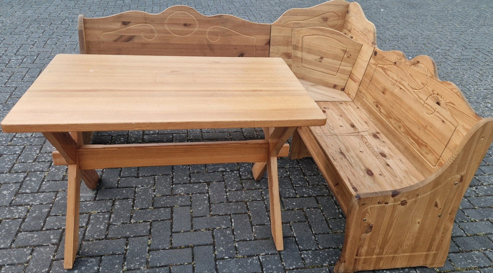 schitterend Scandinavische Deense Eethoek Zithoek Hoekbank, Ophalen, Gebruikt, Hout, Oostenrijkse Duitse Deense Stijl Eethoek hoekbank