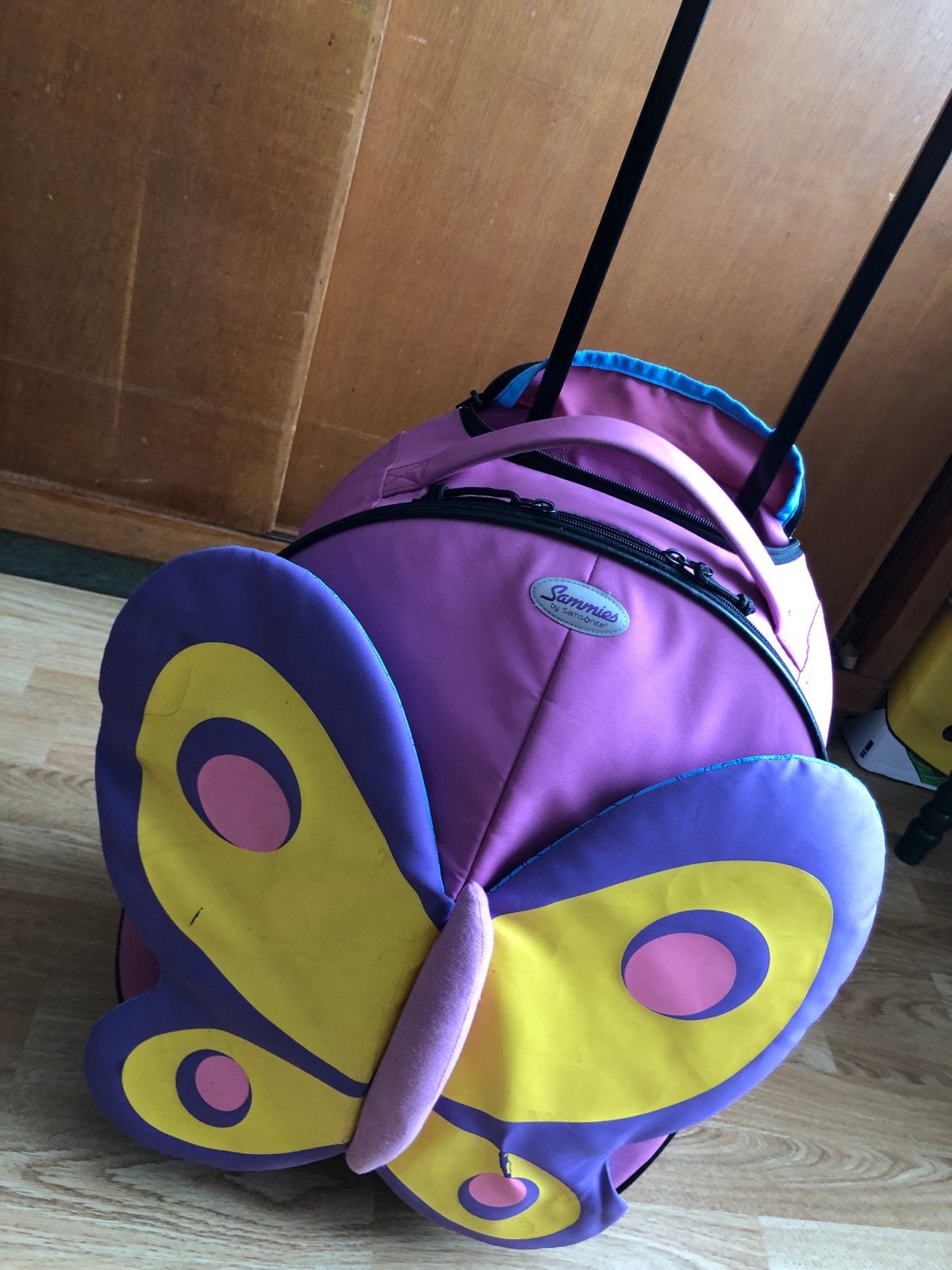 Samsonite Sammies kinderkoffer vlinder roze/paars, Ophalen of Verzenden, Gebruikt, Roze, Uitschuifbare handgreep
